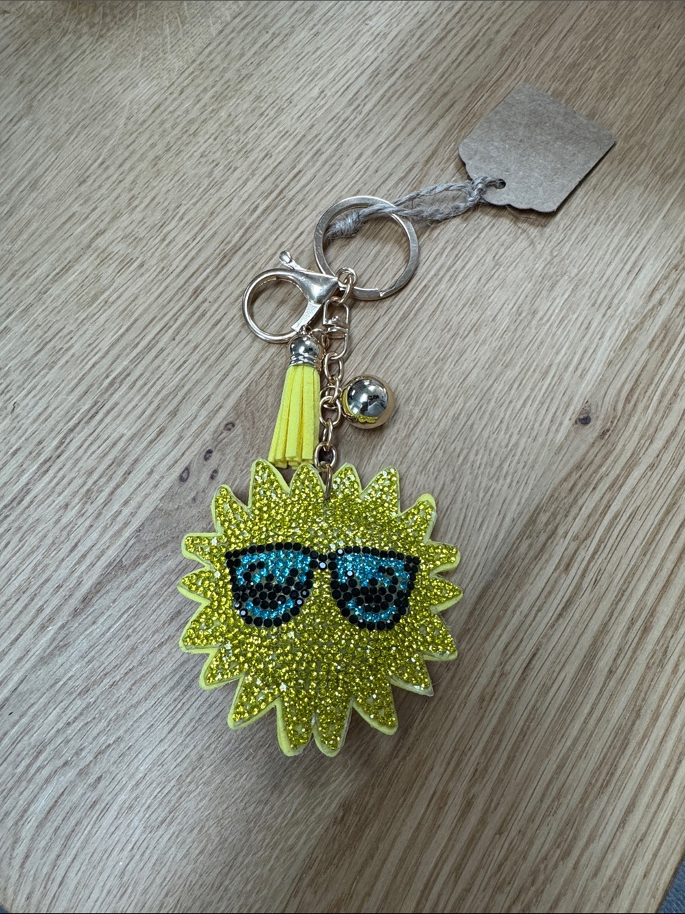 Sunny Keychain Charm with Sunglasses - Yellow